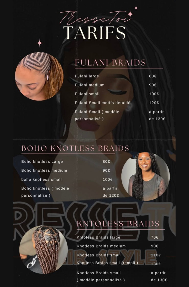 Tresse toi Tarifs